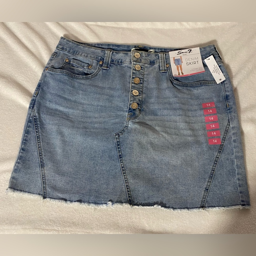 NWT Seven7 women denim skirt size 14